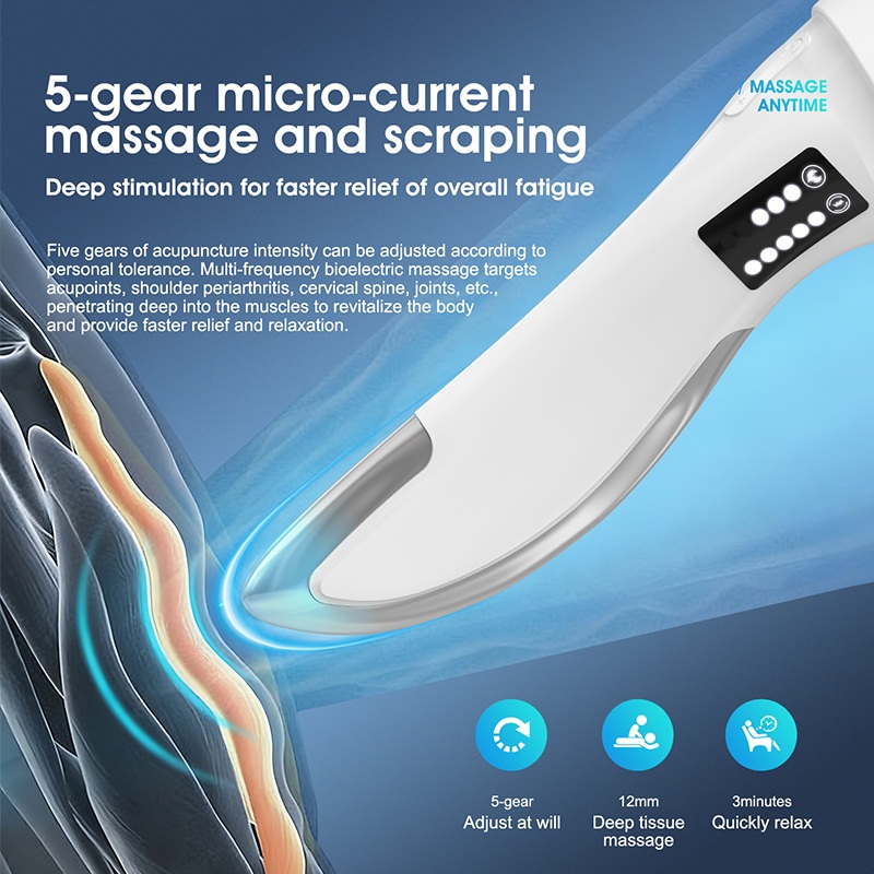 2400mah Electric EMS Stimulate Heating Therapy Mini Fascia Scraper Ergonomic Knife Size Scraping Guasha Massage Tool