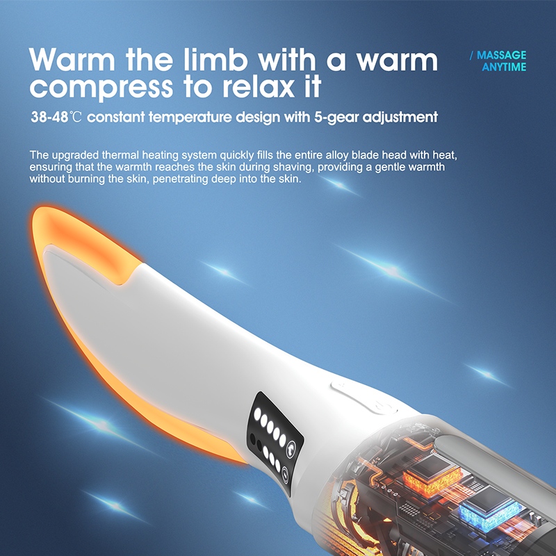 2400mah Electric EMS Stimulate Heating Therapy Mini Fascia Scraper Ergonomic Knife Size Scraping Guasha Massage Tool