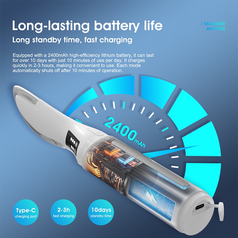 2400mah Electric EMS Stimulate Heating Therapy Mini Fascia Scraper Ergonomic Knife Size Scraping Guasha Massage Tool