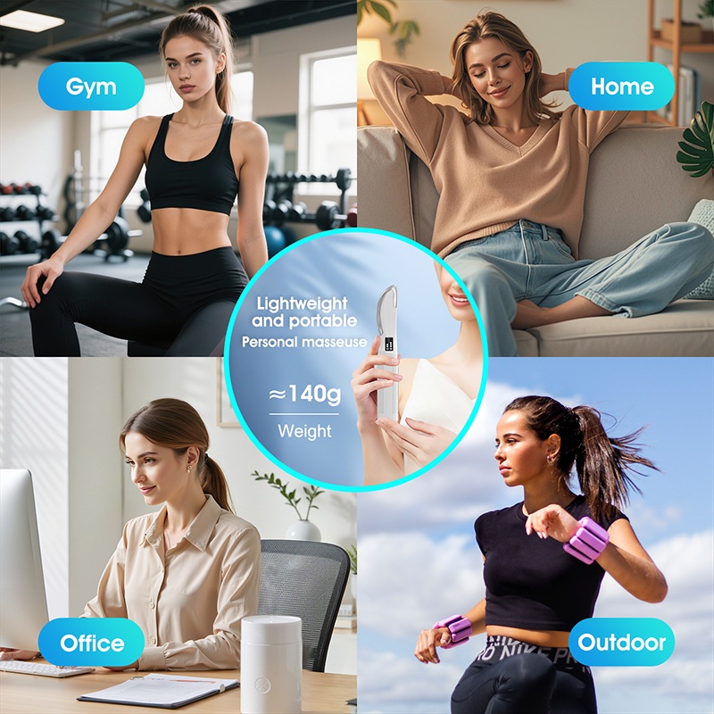 2400mah Electric EMS Stimulate Heating Therapy Mini Fascia Scraper Ergonomic Knife Size Scraping Guasha Massage Tool