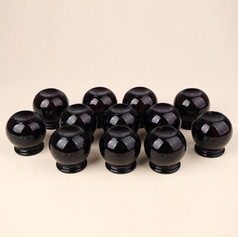 Black Smoky Glass Cupping Cups Therapist Usage Fire Cupping Massage Tool for Health Improvement