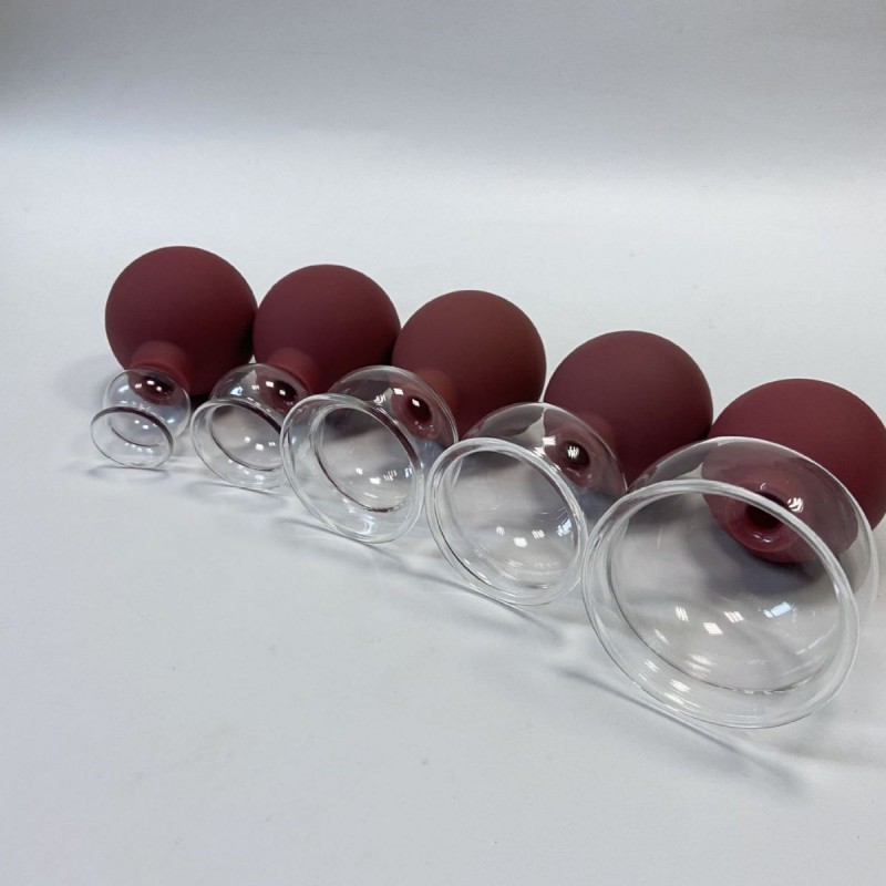 Squeezing Silicone Glass Ball Cupping Massage 5 Cups Kit Manual Vacuum Therapy Cup Relieve Muscle Tension Improve Health