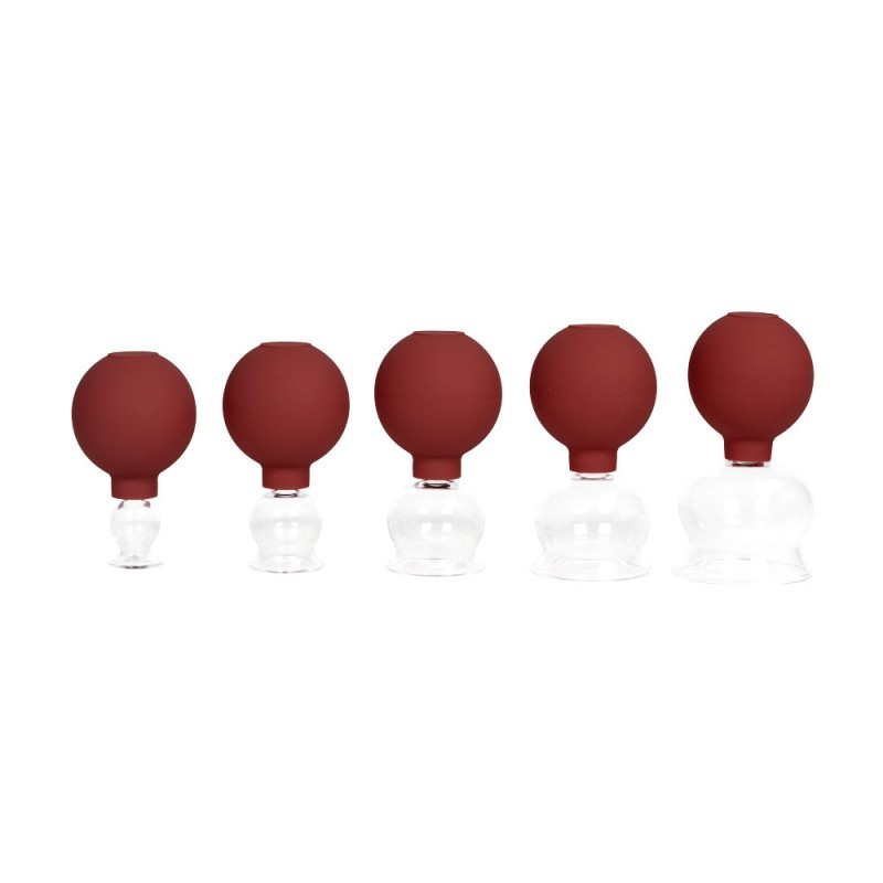 Squeezing Silicone Glass Ball Cupping Massage 5 Cups Kit Manual Vacuum Therapy Cup Relieve Muscle Tension Improve Health
