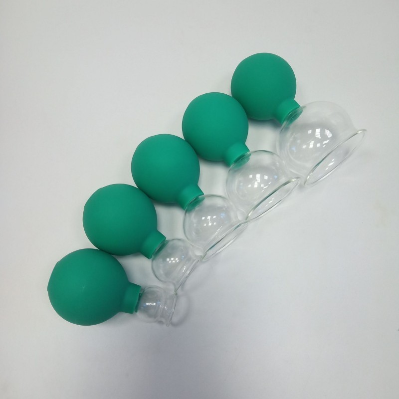 Squeezing Silicone Glass Ball Cupping Massage 5 Cups Kit Manual Vacuum Therapy Cup Relieve Muscle Tension Improve Health