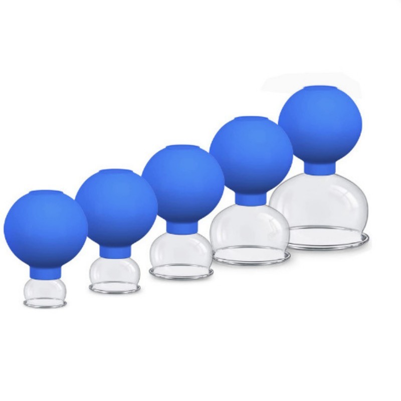 Squeezing Silicone Glass Ball Cupping Massage 5 Cups Kit Manual Vacuum Therapy Cup Relieve Muscle Tension Improve Health