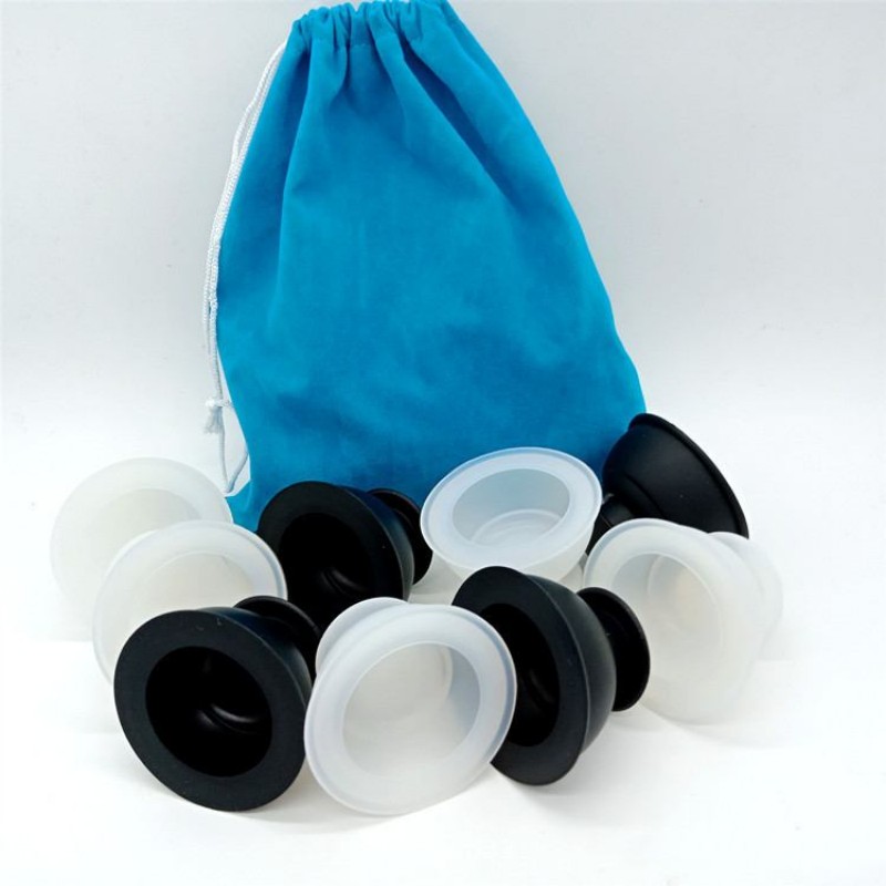 Black Silicone Press Suction Cupping Cups Increase Blood Circulation Muscle Vacuum Cupping Therapy for Pain Relief and Toxic Compel 