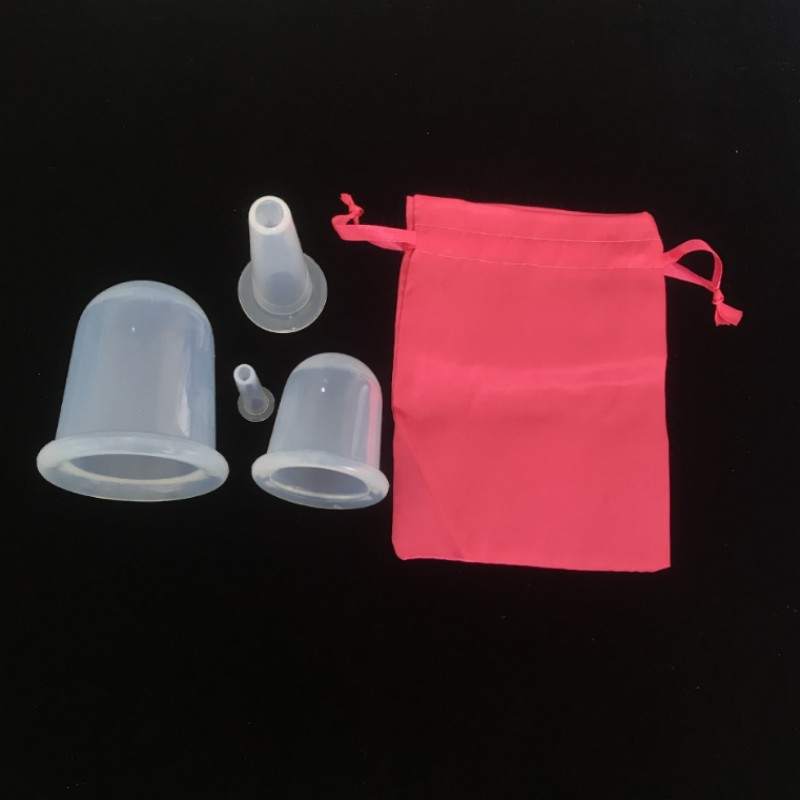 Most Selling Silicone Cupping Kit 4Pcs Clear Cups Manual Cupping Vacuum Therapy for Body Massage and Face Eye Lip Neck Lifting 