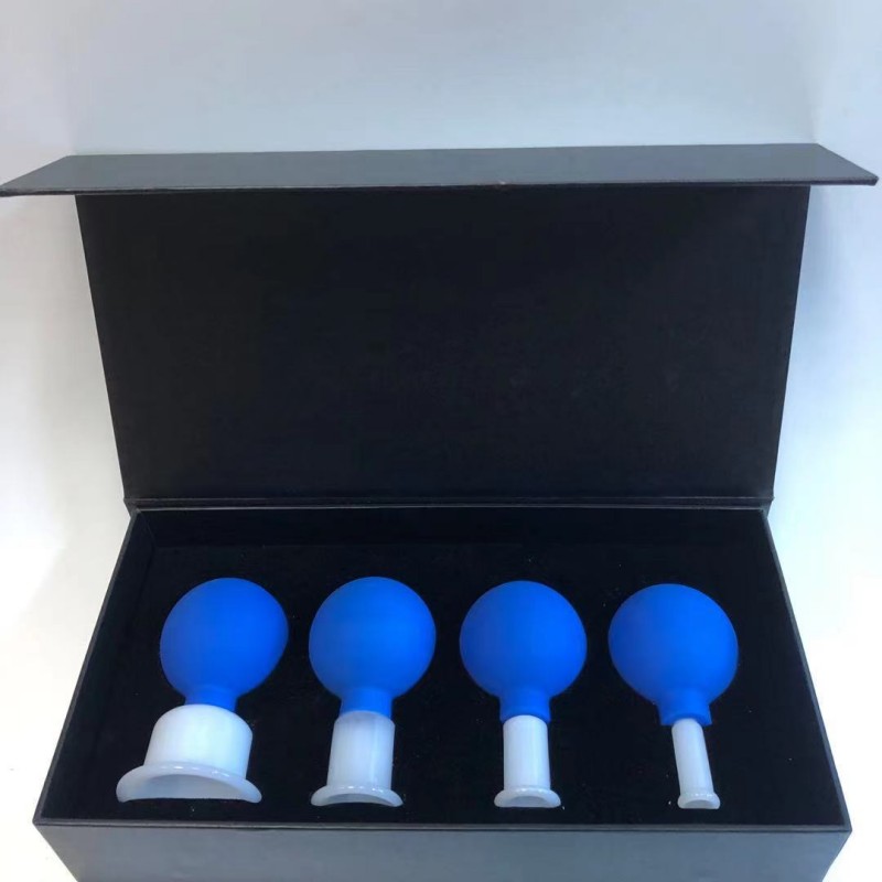 Nature White Jade Stone Cupping Cups 4 Size Vaccum Cup for Body Lymphatic Drainage and Face Skin Rejuvenate Massage