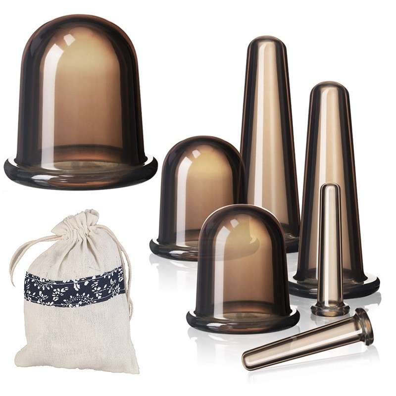 Most Selling Silicone Cupping Kit 4Pcs Clear Cups Manual Cupping Vacuum Therapy for Body Massage and Face Eye Lip Neck Lifting 