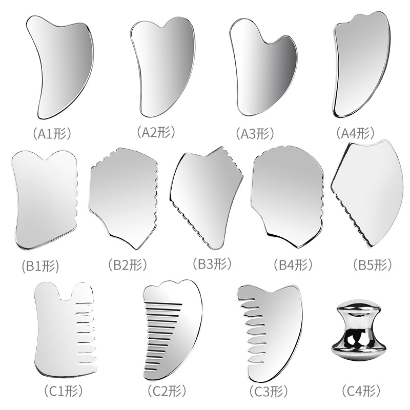 Assorted Styles Stainless Steel Guasha Spooning Massage Scraper Factory Supply
