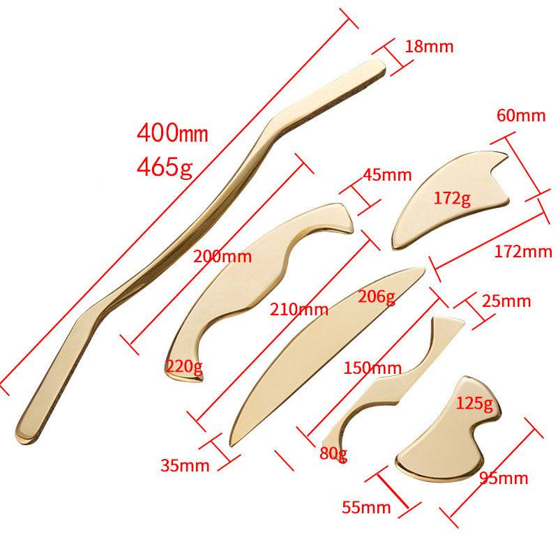 Copper ISTAM Set With 6 Different Styles Muscle Fascia Release Boards and Gua Sha Scraper for Chronic Pain Relief and After Exerciser Recovery 