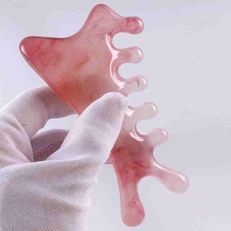 Resin Pink Fish Shape Gua Sha Massage Comb for Body Scraping Massage and Headache Scalp Meridian Massage  