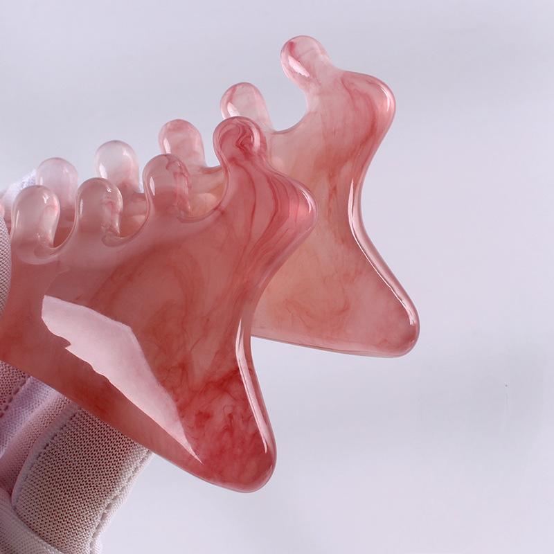 Resin Pink Fish Shape Gua Sha Massage Comb for Body Scraping Massage and Headache Scalp Meridian Massage  