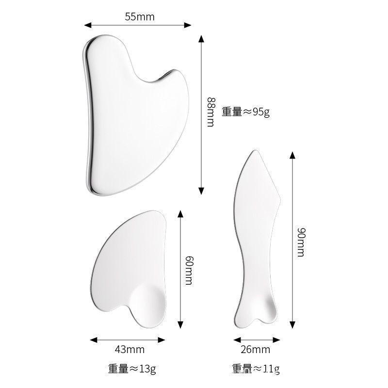 Stainless Steel Face Lifting Guasha Massage Plate Finger Shape Meridian Massage Scraper