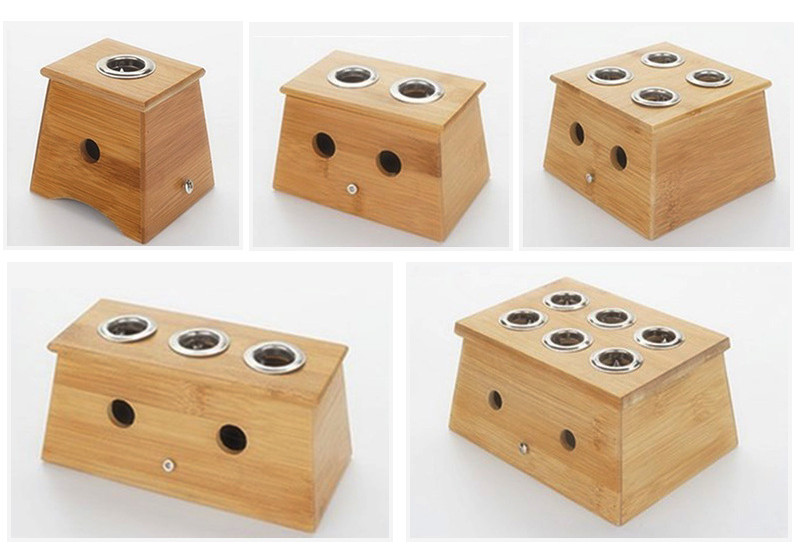 Popular 1-6 Holes Choice Moxibustion Wooden Box Match for Moxa Cone and Moxa Stick