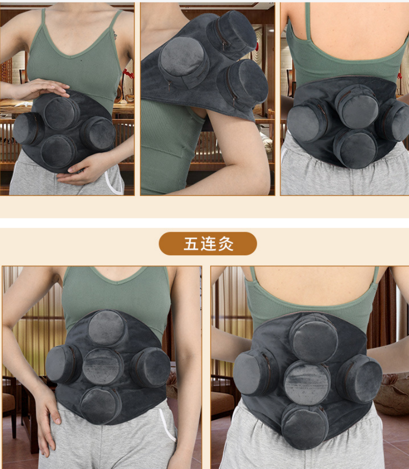 Portable Homo Use No Smoke Shoulder Back Knee Moxibustion Therapy Device Velvet Material Cover Copper Moxa Cone Holder