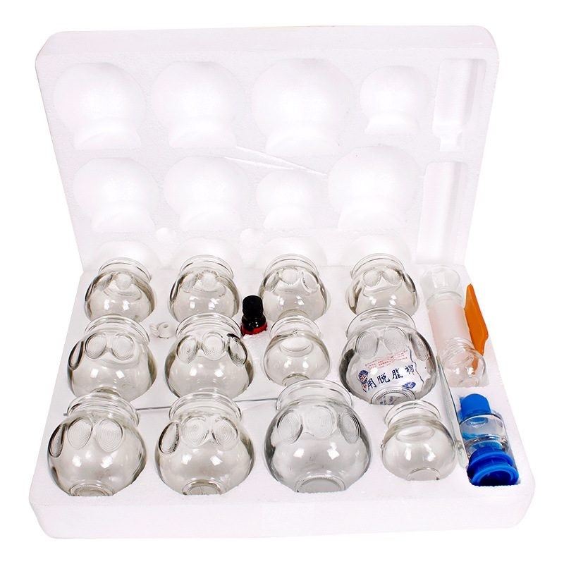 Sub-Health Problem Solve Real Fire Cupping Therapy Massage Set Most Selling12Pcs Recovery Cups Kit