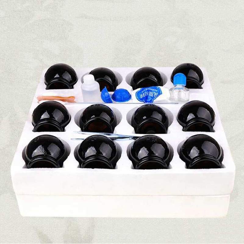 Black Smoky Glass Cupping Cups Therapist Usage Fire Cupping Massage Tool for Health Improvement
