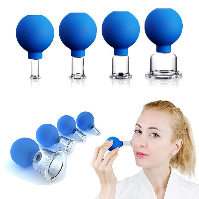 Most Selling Blue Vacuum Therapy Cup Kit 4PCS Cups Suction Cupping Massage Kit