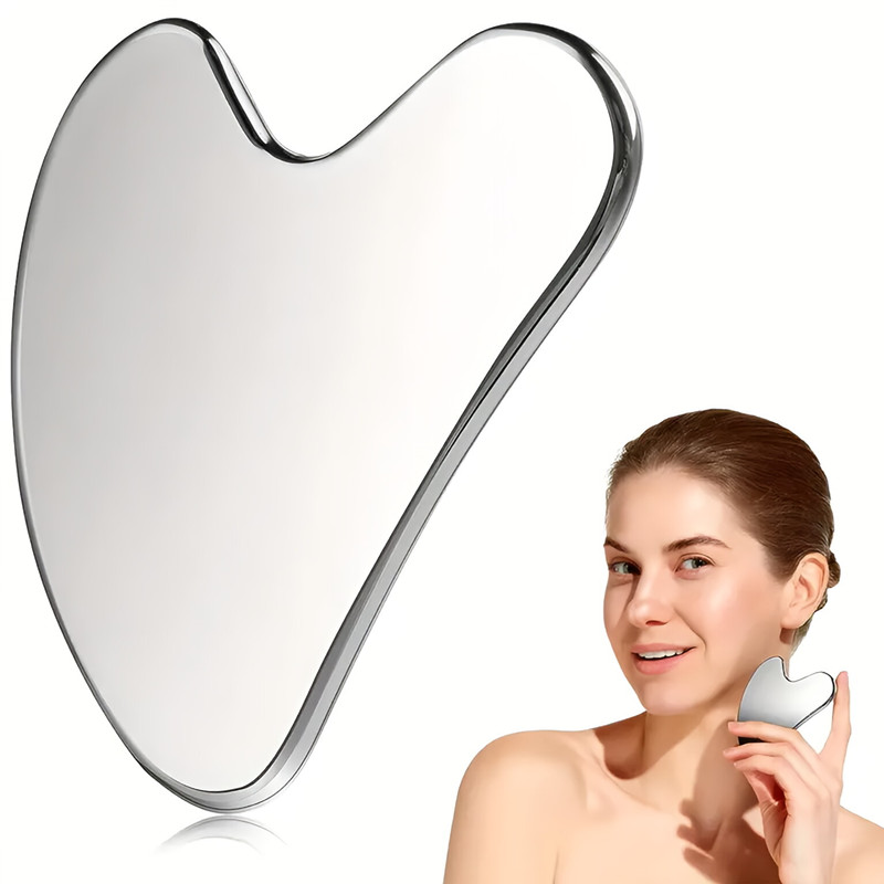 Stainless Steel Face Lifting Guasha Massage Plate Finger Shape Meridian Massage Scraper